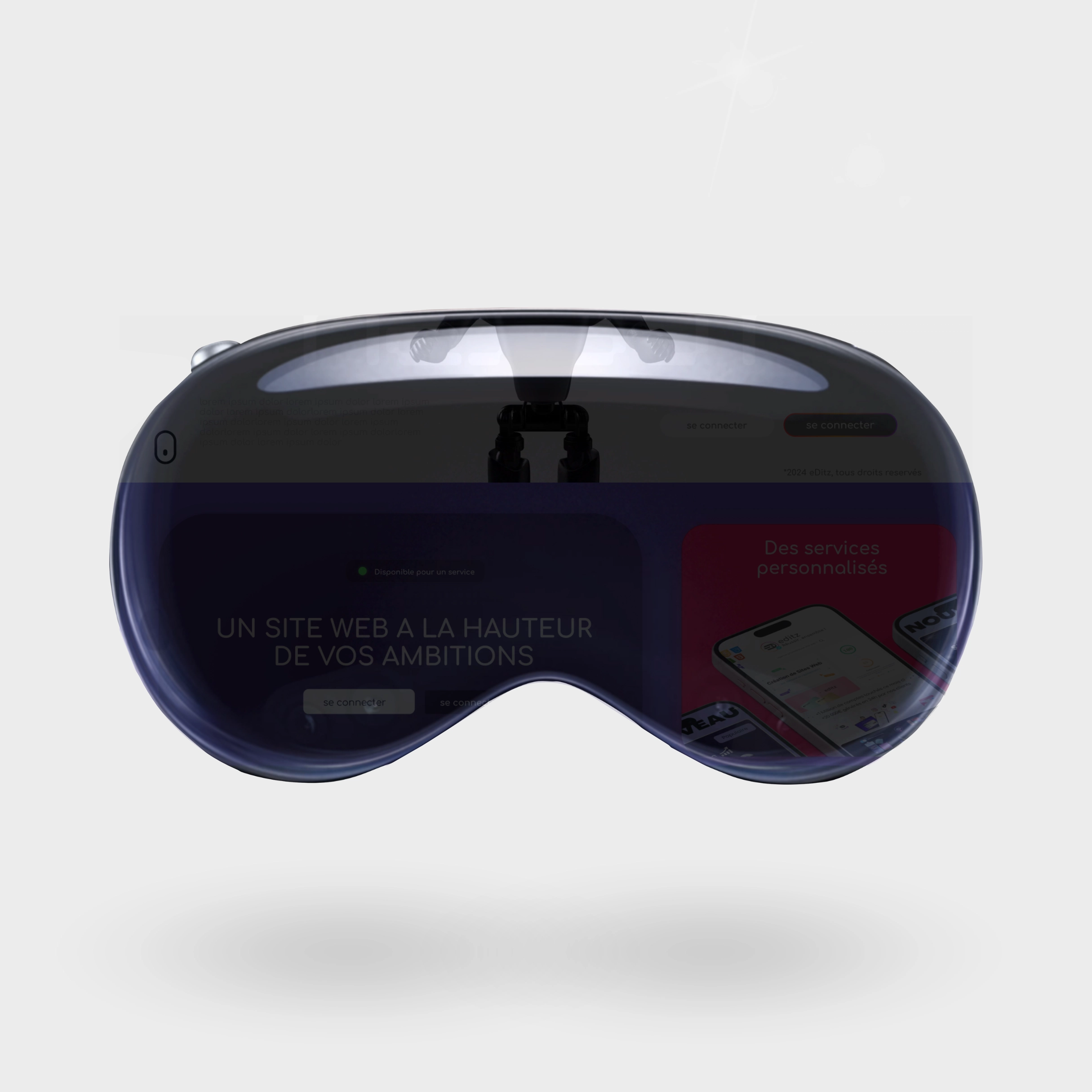 hero image of a website on a virtual reality glass
